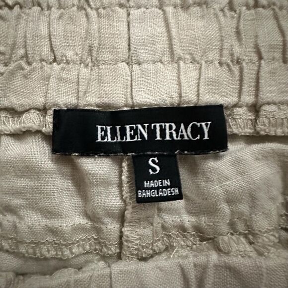 Ellen Tracy ~ 100% Linen Khaki Pull On Pants ~ size S ~ drawstring tie - Picture 4 of 13
